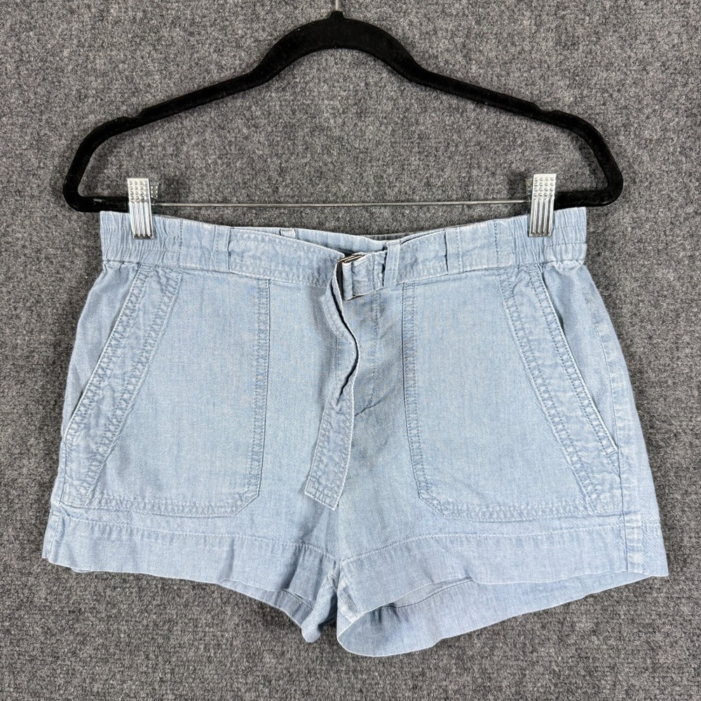 Vince Chambray Belted Pull On Shorts Light Blue Summer Beach Size Small #3478